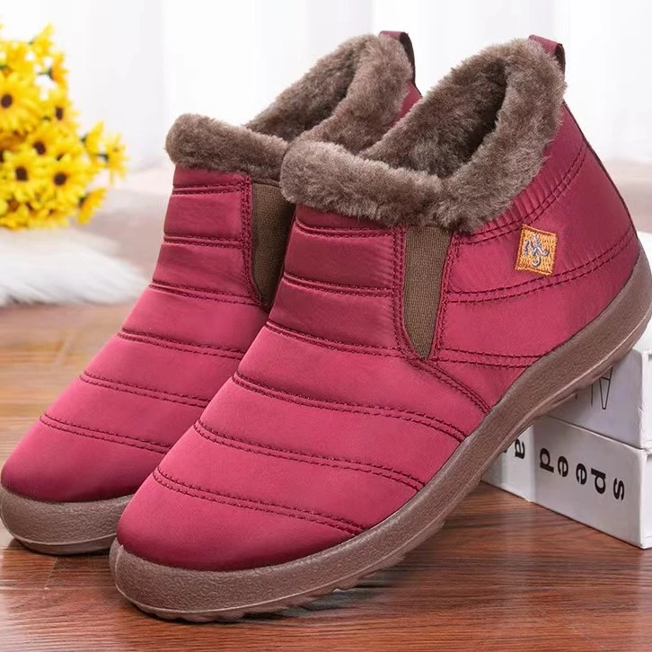冬季女士防水短棉鞋老北京布鞋女鞋加绒保暖休闲鞋加厚防滑妈妈鞋