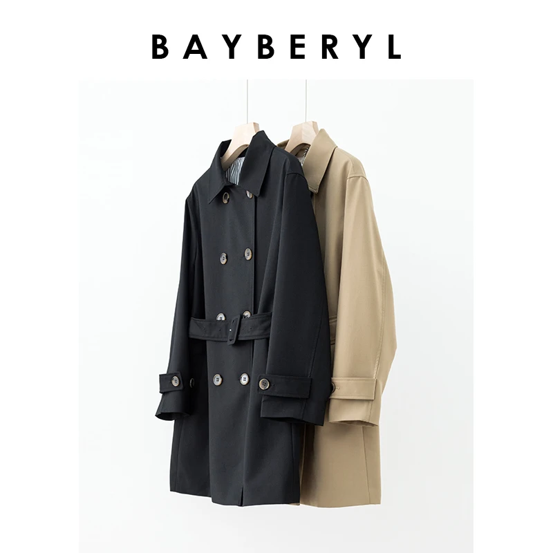 SC02 BAYBERY老贝哈里风衣通勤中长系带双排扣风衣外套FY3E1101