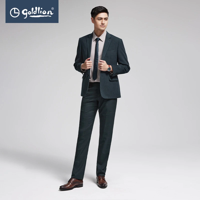 Goldlion/金利来男士西服男羊毛混纺简洁大方商务休闲西装外套