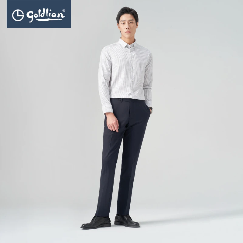 Goldlion/金利来【可机洗羊毛】春季新款羊毛混纺易打理商务西裤