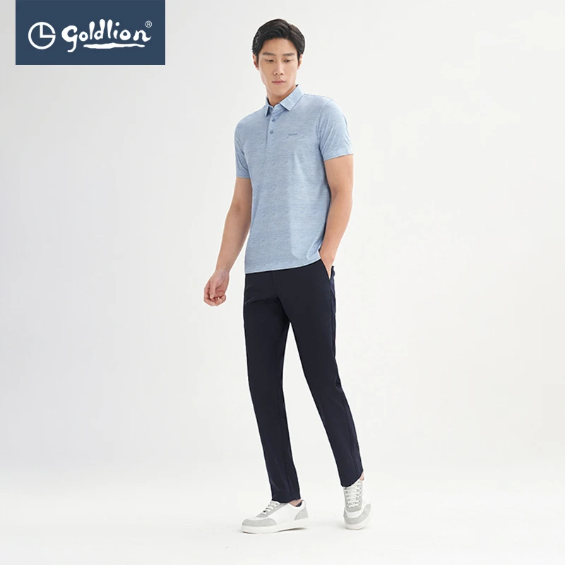 Goldlion/金利来【长绒棉】夏季新款男士T恤透气翻领短袖POLO衫