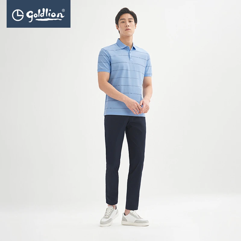 Goldlion/金利来【100%纯棉】夏季新款男士POLO衫透气休闲短袖T恤
