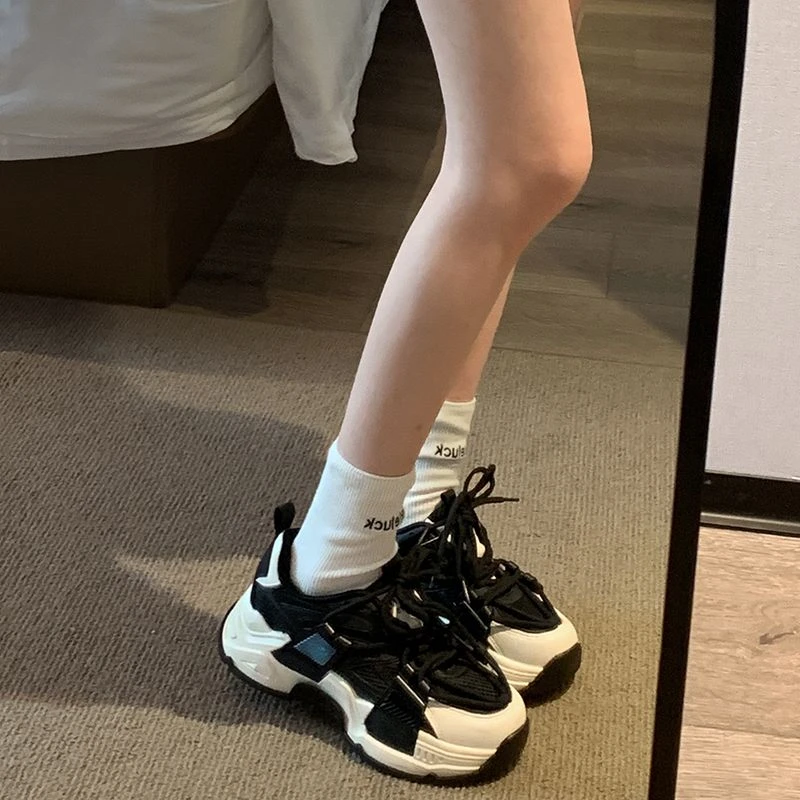 贾不假-2023夏新款潮流百搭学生轻便休闲ins厚底小个子舒适跑步鞋