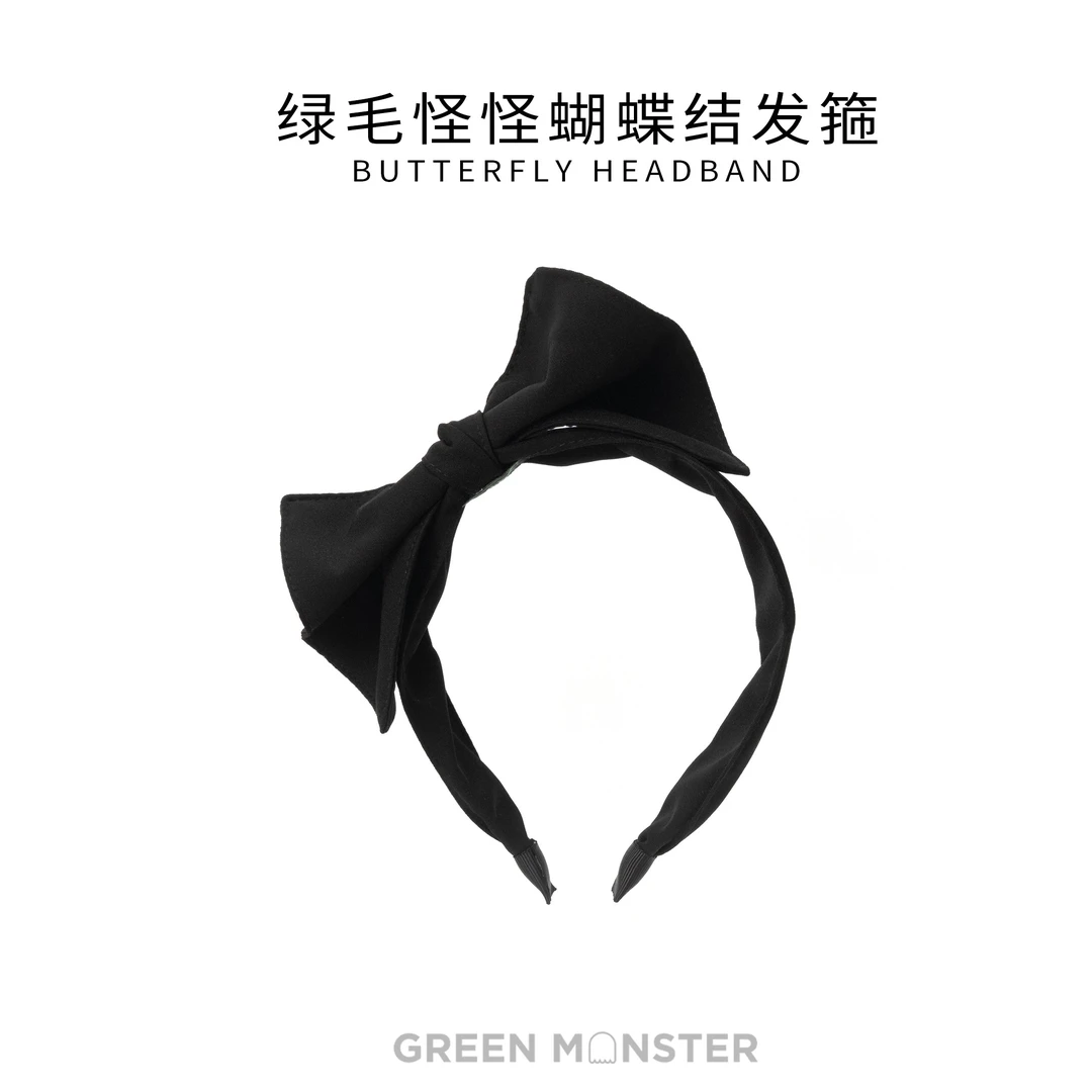 非金属布艺发饰 【何小姐宠粉】绿毛怪怪蝴蝶结发箍
