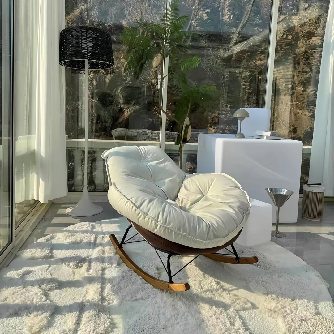 轻奢简约蛋壳企鹅摇椅北欧风可躺可睡摇椅懒人沙发啊阳台客厅卧室