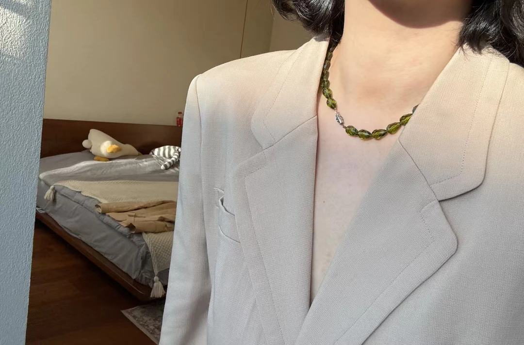 95新  水晶绿色项链