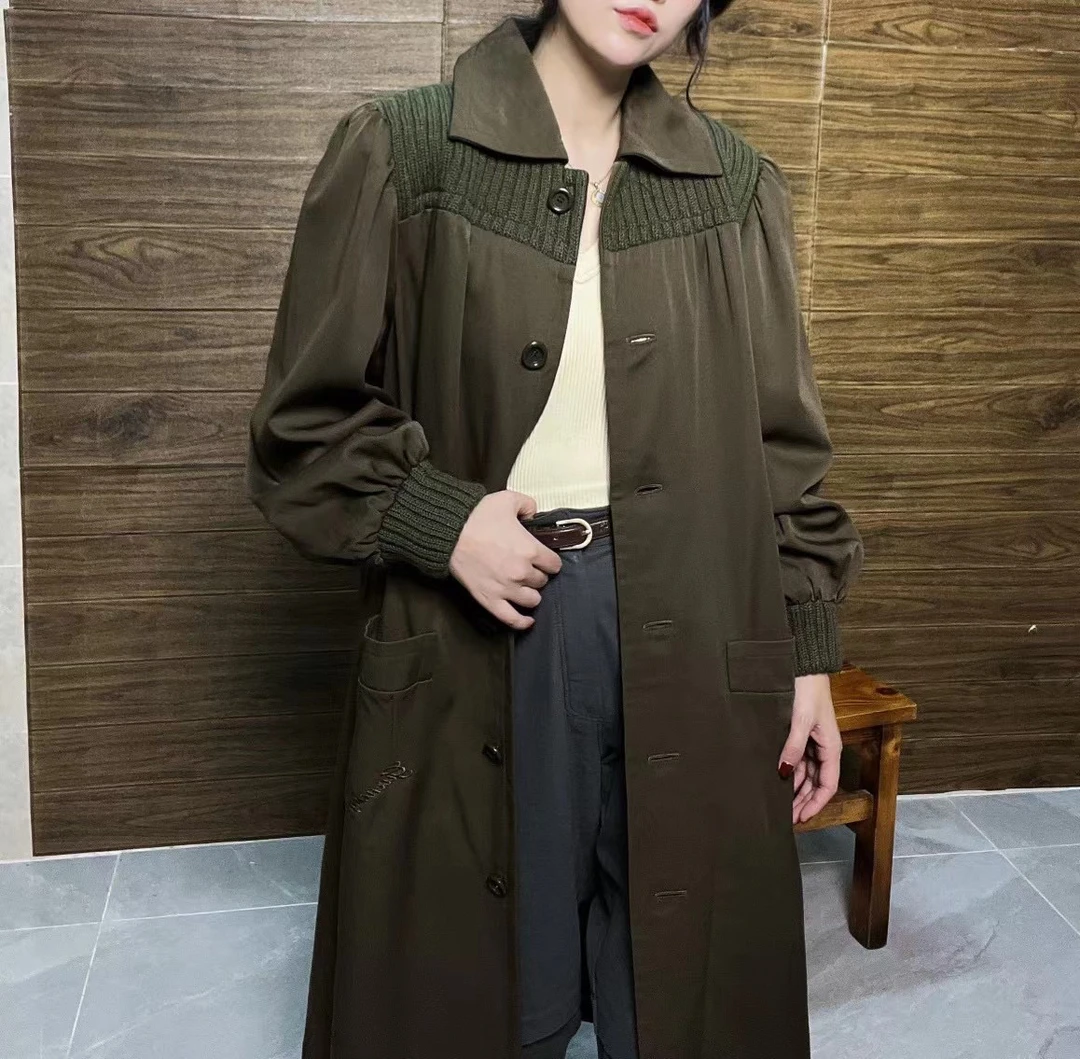 95新 Givenchy/纪梵希 送中检/纪梵希深卡其色拼绿风衣