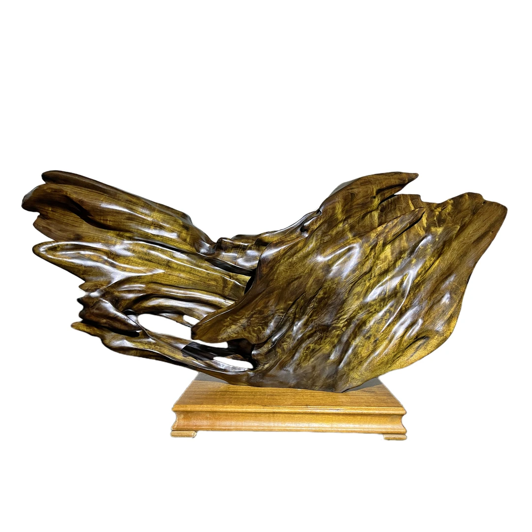 长112cm横财金丝楠木乌木阴沉木自然飘逸无拼无补收藏把玩摆件