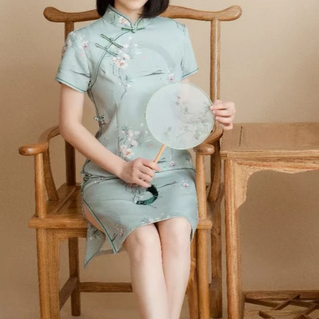 19-39订单备注编码尺码小琼短袖显瘦短款修身仙女裙复古小香风1