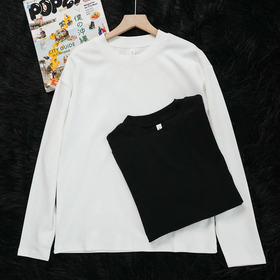 【特价款】【超亲肤糯感净版打底】日系简约套头复古长袖T恤男女同款