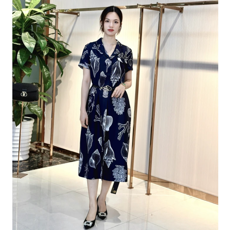 L·W/画而诗新款时尚设计师印花轻奢气质女士连衣裙LBB65128S