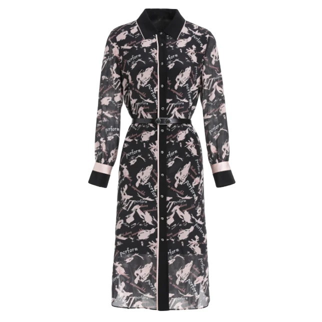 L·W/画而诗早春新款时尚气质显瘦长袖印花女装连衣裙   LBA85040S