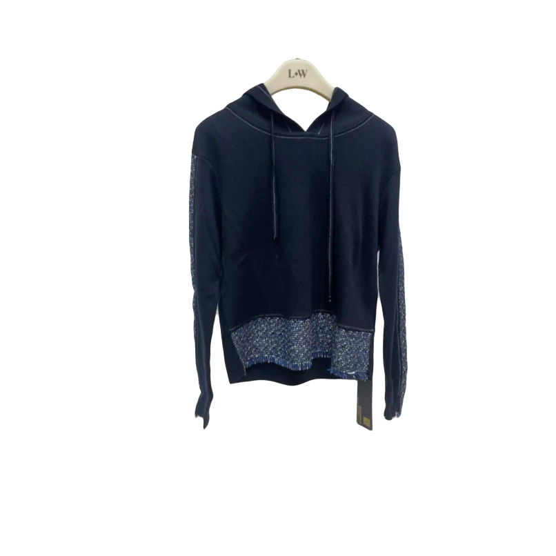 L·W/画而诗连帽长袖套头针织卫衣LAJ94202蓝色时尚休闲百搭女士