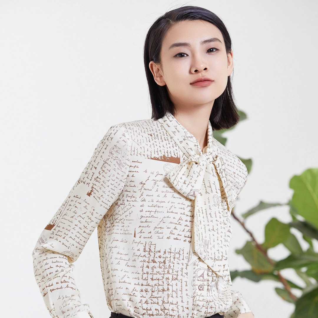 L·W/画而诗春夏季时尚气质针织长袖印花l桑蚕丝女士上衣LBB82010S