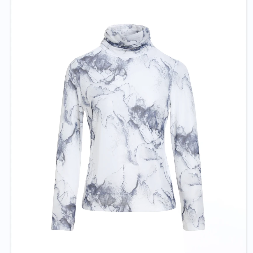 长袖印花半高领时尚保暖修身衬衫