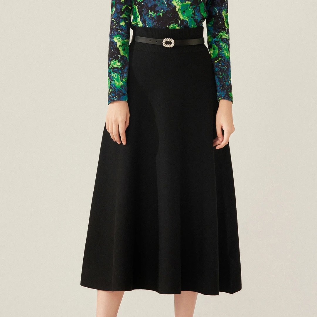 L·W/画而诗2023新款冬季时尚复古高腰中长款显瘦女半身裙LBC97201