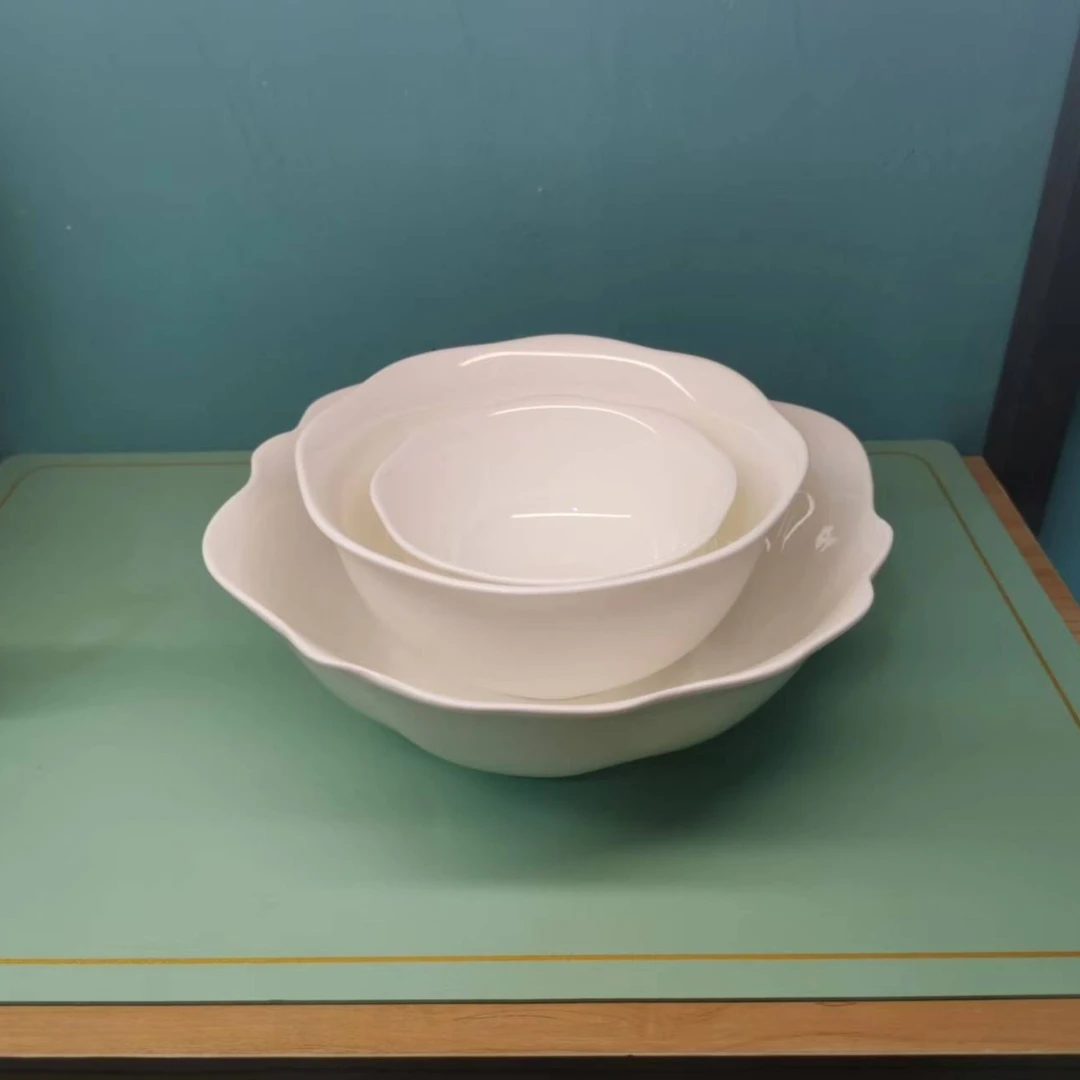 【花瓣碗】景德镇骨瓷米饭碗纯白高温餐具面碗大汤碗高颜值中式碗
