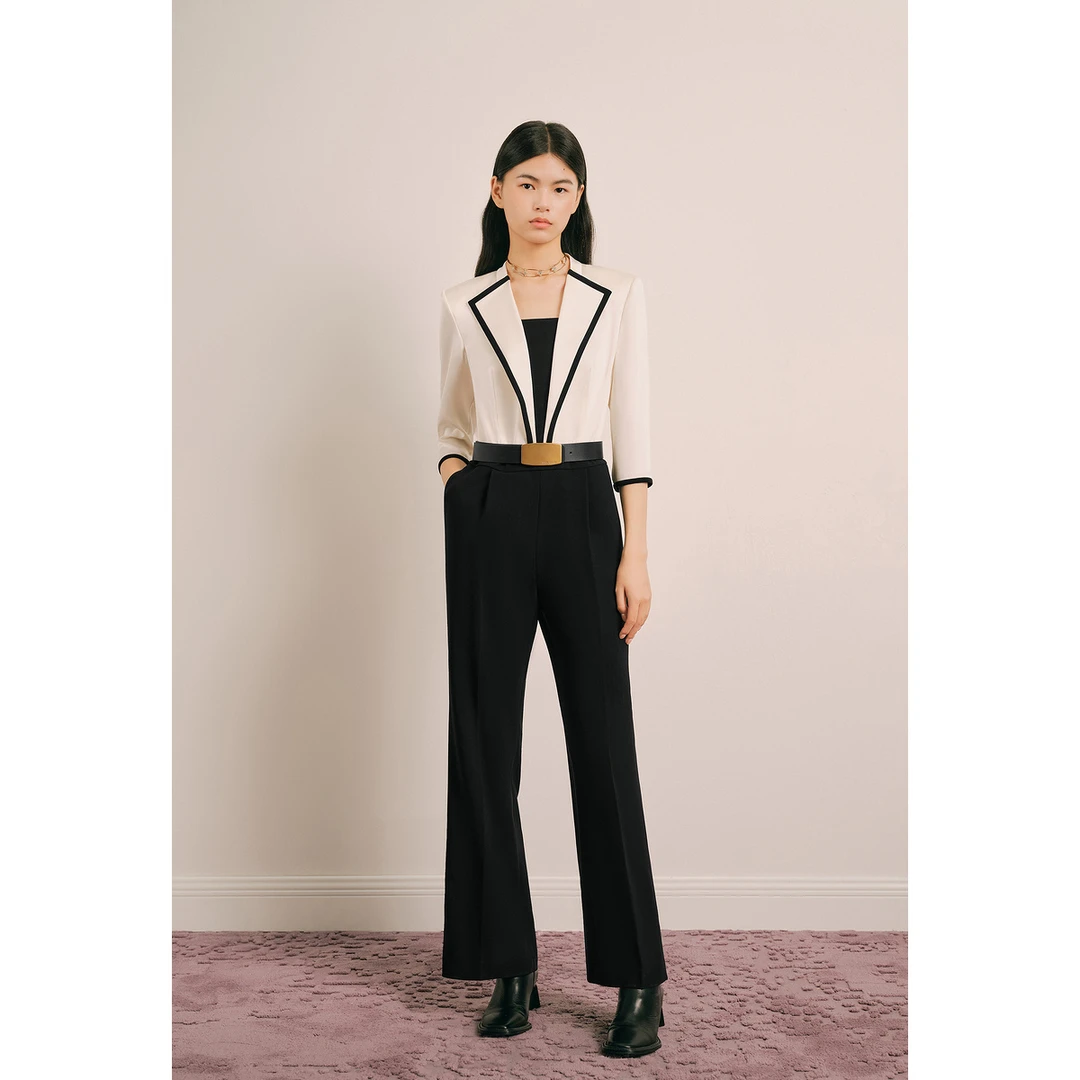 OBBLIGATO奥丽嘉朵2024冬撞包边V领连体服1C64502020