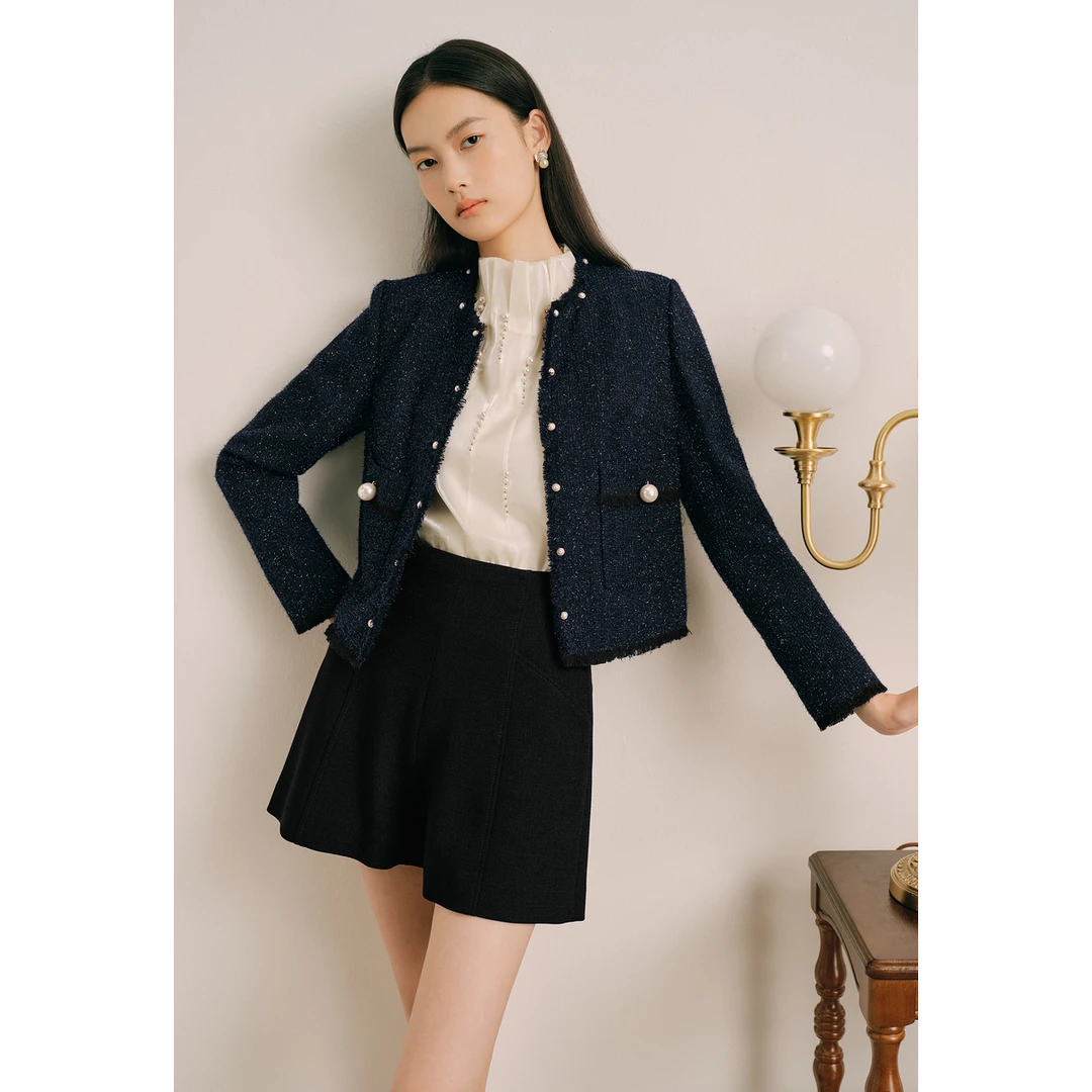 奥丽嘉朵2023秋季新款复古百搭时尚气质小香风法式外套1C63310010