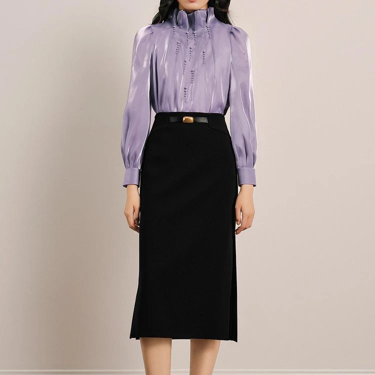 OBBLIGATO奥丽嘉朵2025早春新品渐变钉珠流光纱上衣1C35170040