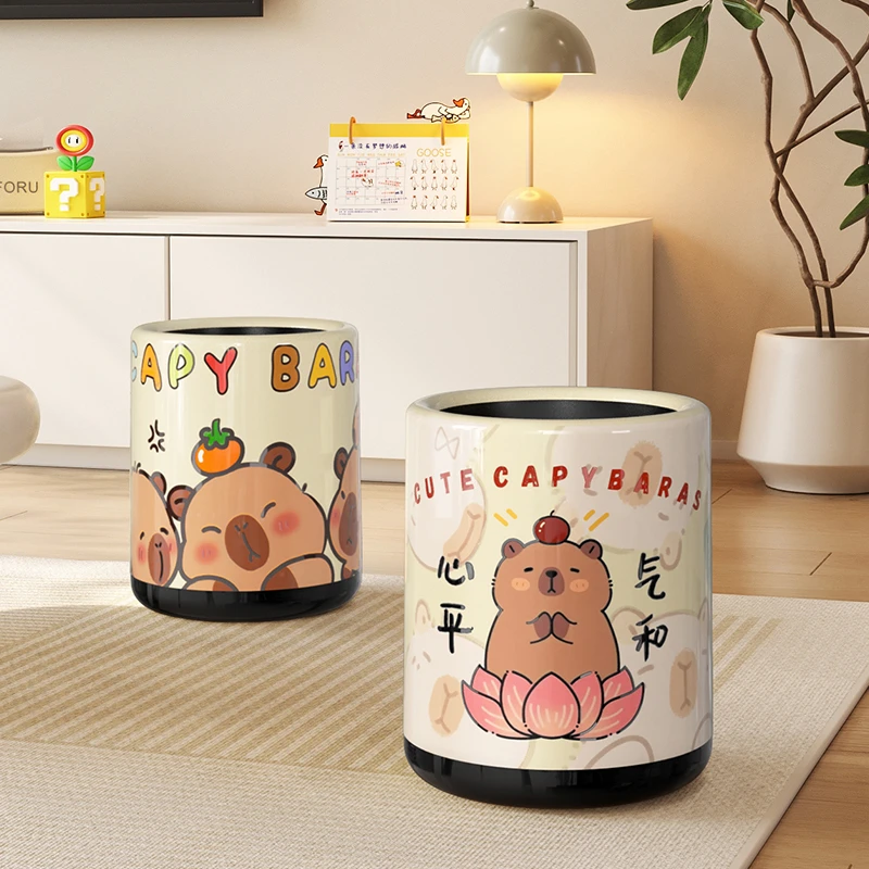 美世达卡皮巴拉可爱垃圾桶家用客厅卧室大号大容量高颜值2024新款