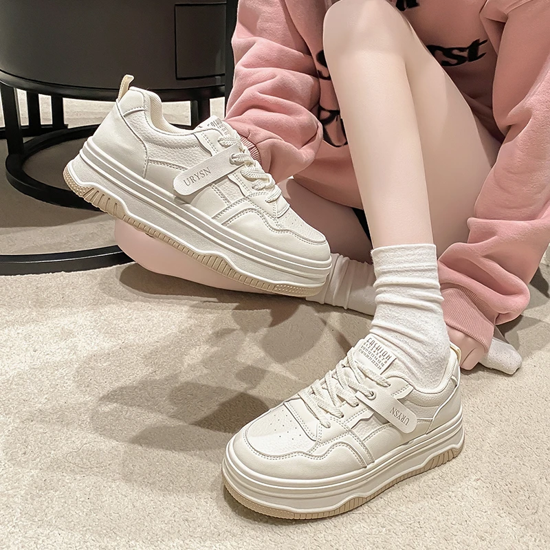 回力瑞厚底小白鞋女2023春秋外穿百搭透气增高松糕底休闲板鞋ins
