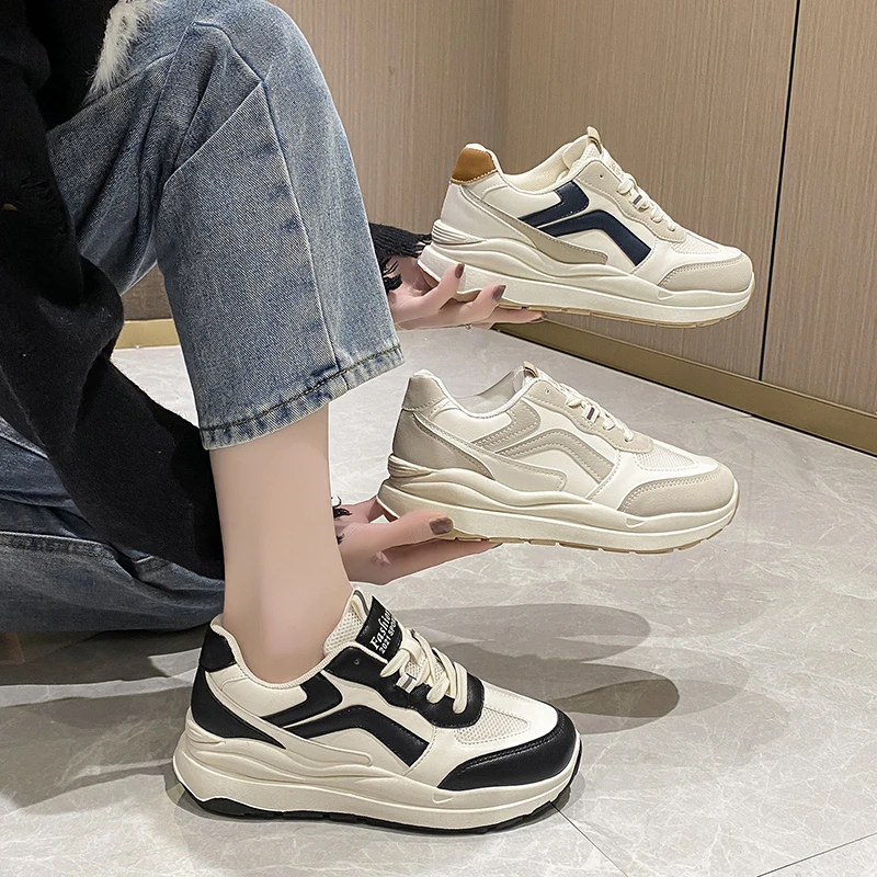 回力瑞厚底阿甘老爹鞋女2023春秋外穿百搭增高透气轻便运动休闲鞋