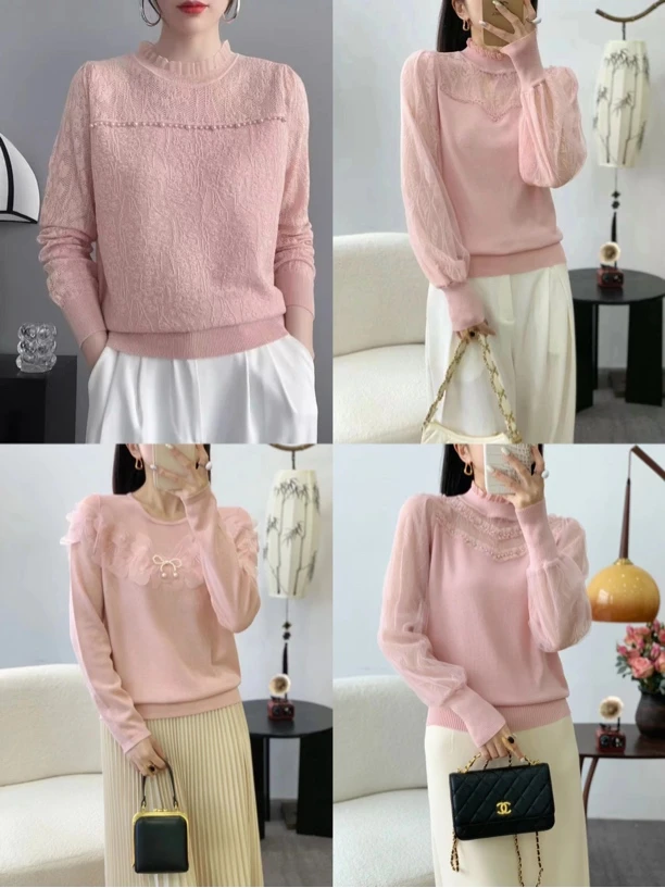 【001-030】对应编码下单  设计感甜美洋气重工针织衫上衣女