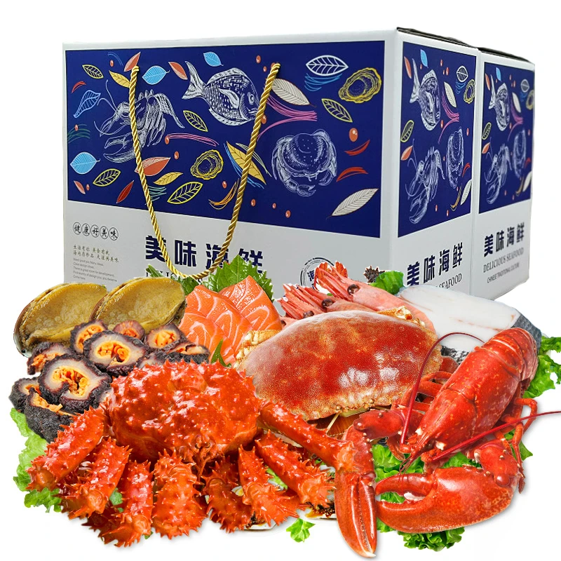 海鲜现秤现卖多种套餐鳌虾红魔虾刺身虾鱼蟹