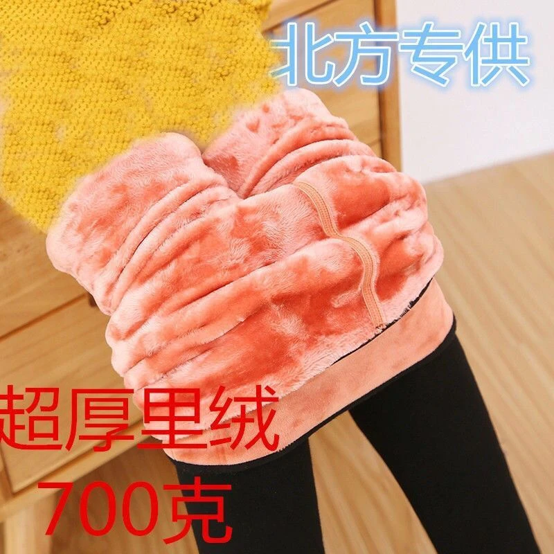 儿童冬款加绒加厚打底裤中大童超厚保暖裤一体裤女童特厚棉裤外穿