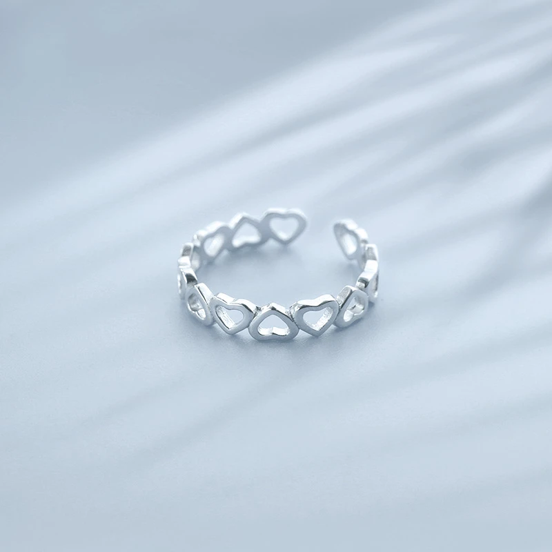 足银戒指 纯银戒指女爱心气质尾戒轻奢小众食指高级感时尚简约