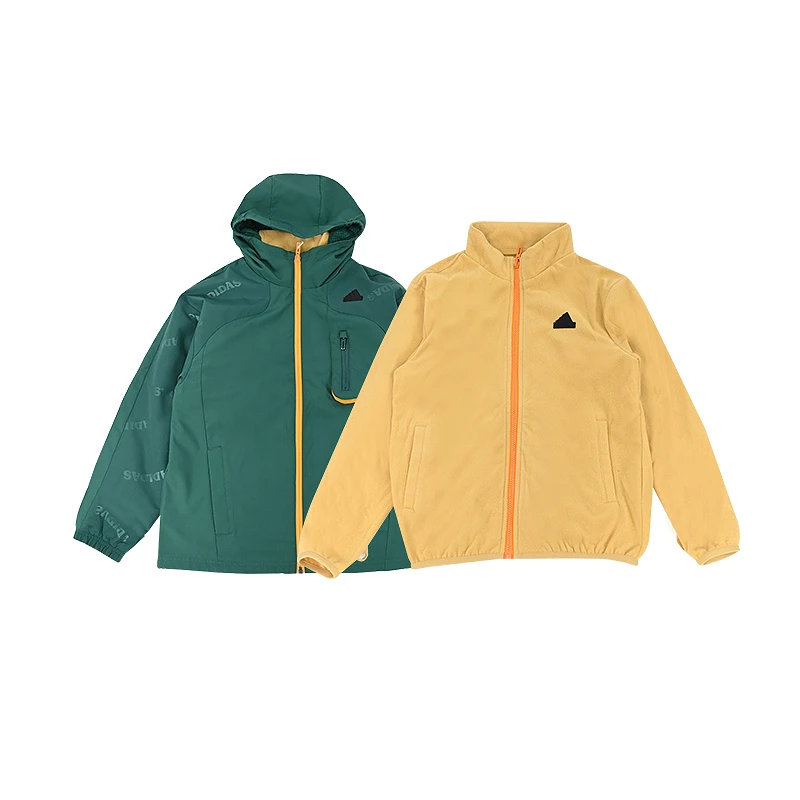 adidas/阿迪达斯童装24冬新款薄绒保暖二合一休闲连帽夹克JC9373