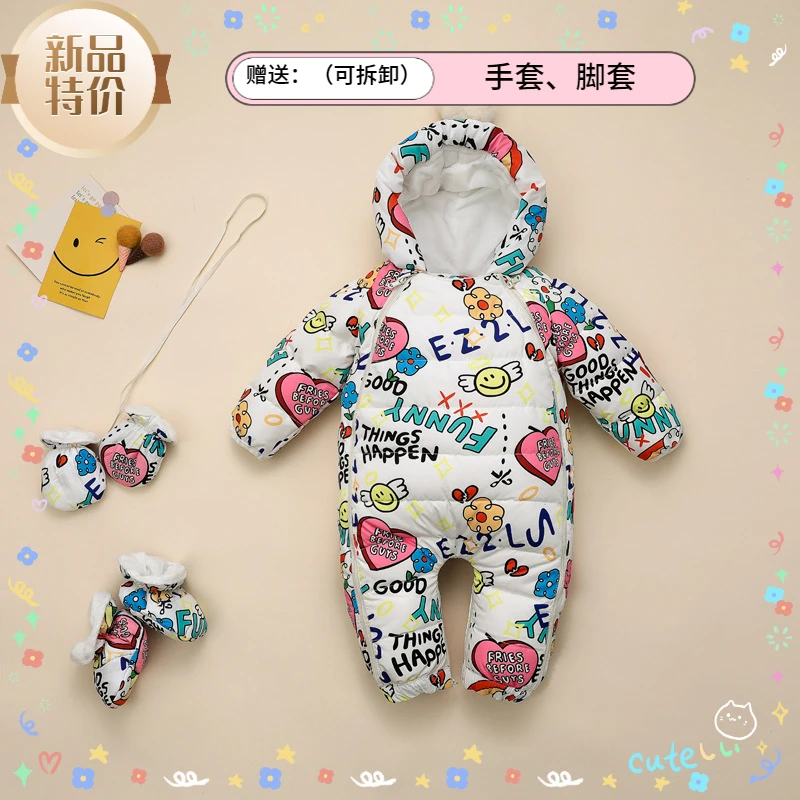 婴儿连体羽绒服婴幼新生儿过年连体羽绒服秋冬加厚打折反季大清仓