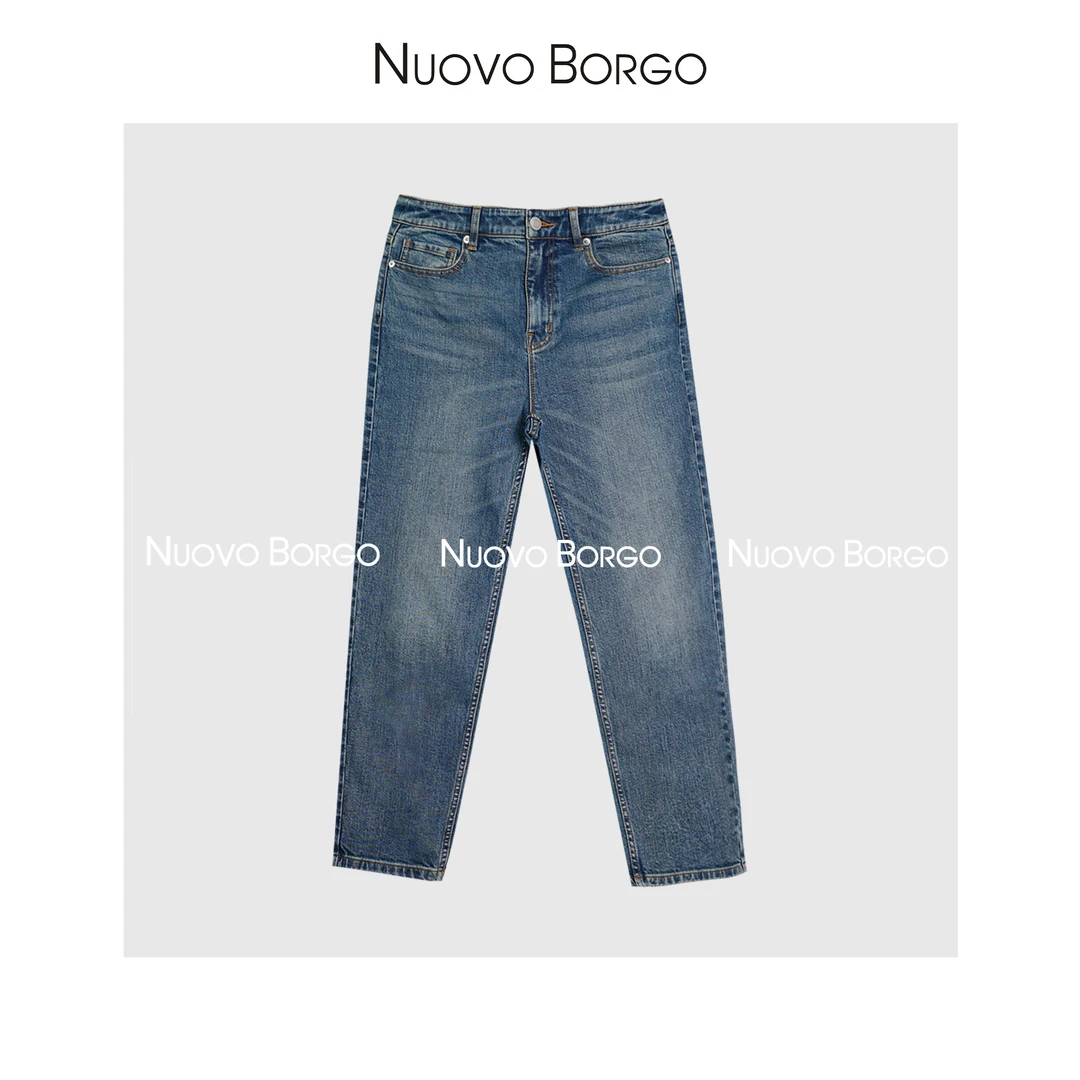 NuovoBorgo T62/1748 进口面料显瘦显直九分裤法棍裤小直筒牛仔裤