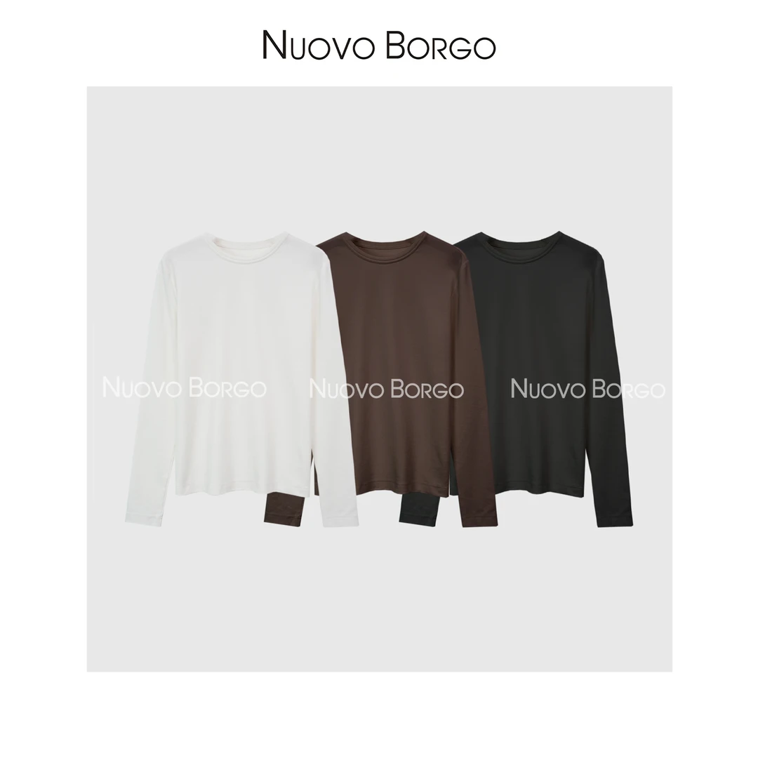 Nuovo Borgo 简约休闲圆领长袖T恤外穿内搭打底衫女 C92/2023-2