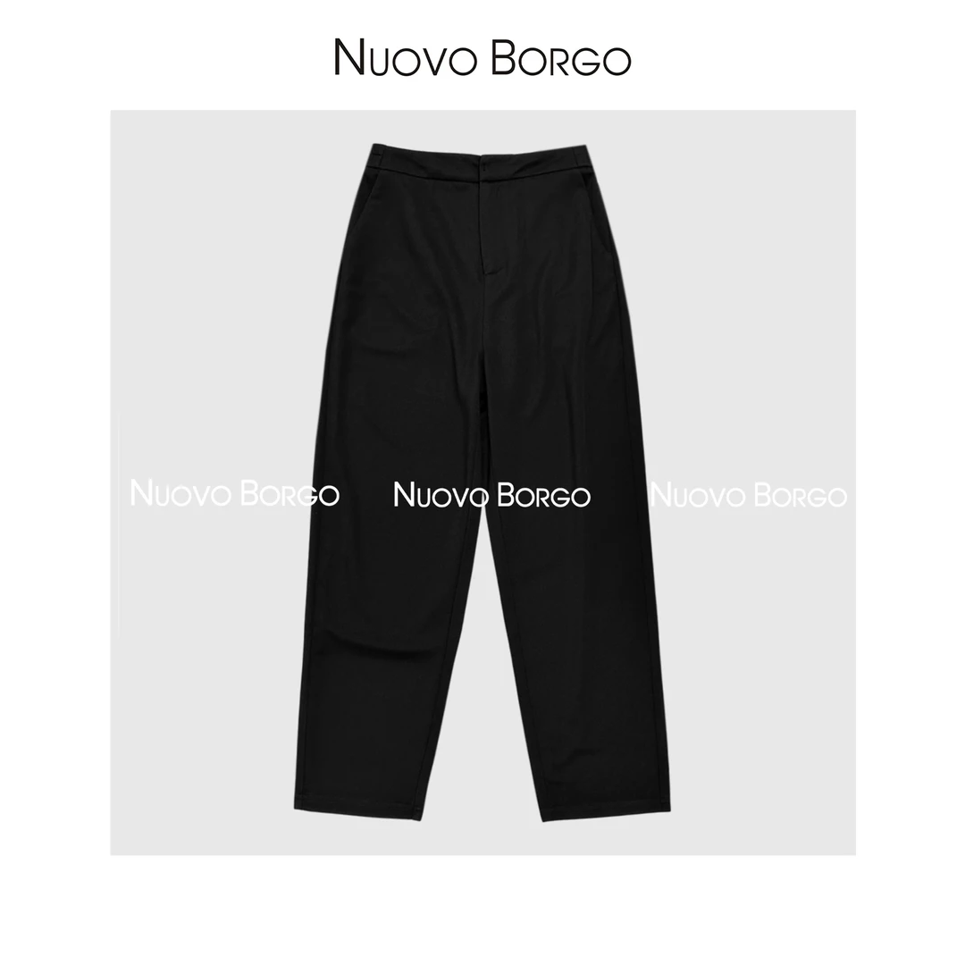 Nuovo Borgo 夏季薄款醋酸西装裤垂感小直筒九分烟管裤 H181/6808