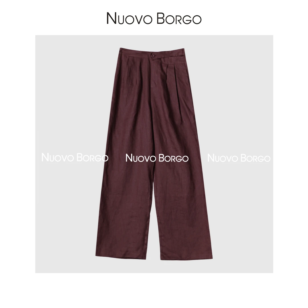 Nuovo Borgo 亚麻舒适透气阔腿裤宽松显瘦直筒休闲裤 A200/9100