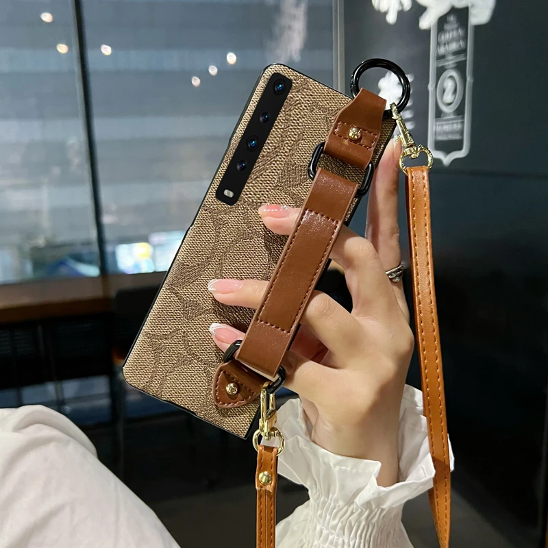 华为mateXS2手机壳折叠屏幕框matexs腕带支架潮牌斜跨绳皮质欧美