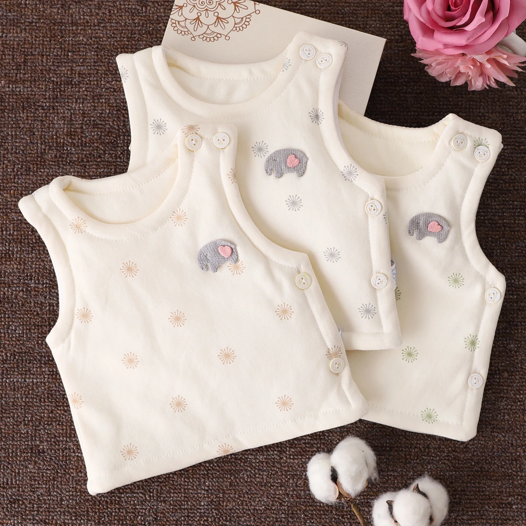 新生的婴儿儿棉背心保暖夹棉马夹男女宝宝贴身秋冬厚马甲无袖衣服