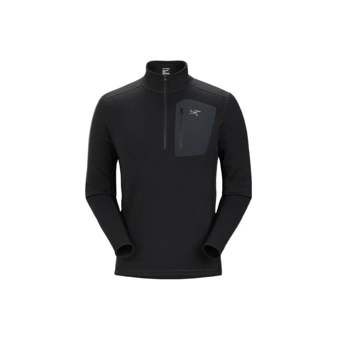 Arcteryx/始祖鸟加厚RHO heavyweight印花logo半拉链加绒长袖卫衣