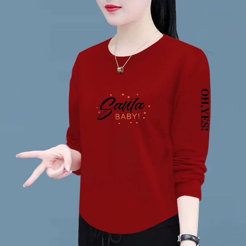 100%纯棉长袖上衣女装春秋新款休闲时尚宽松显瘦不规则休闲t恤女