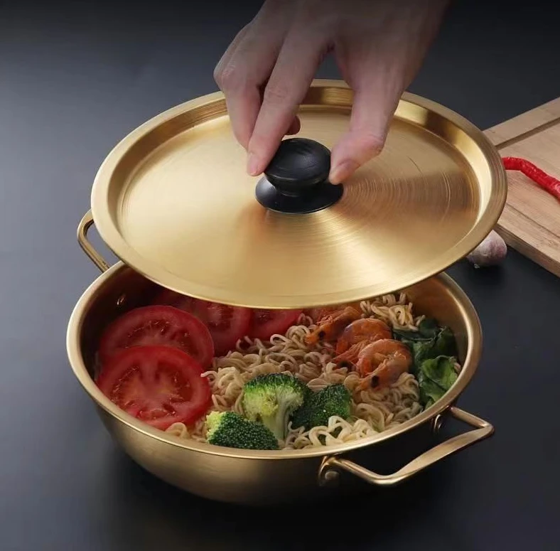 A【韩剧同款】18cm海鲜锅食品级不锈钢泡面锅拉面锅家用汤锅双耳锅1