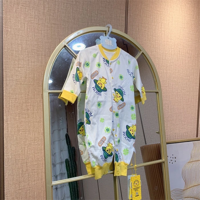 ES225    宝宝黄色拼接长袖连体衣