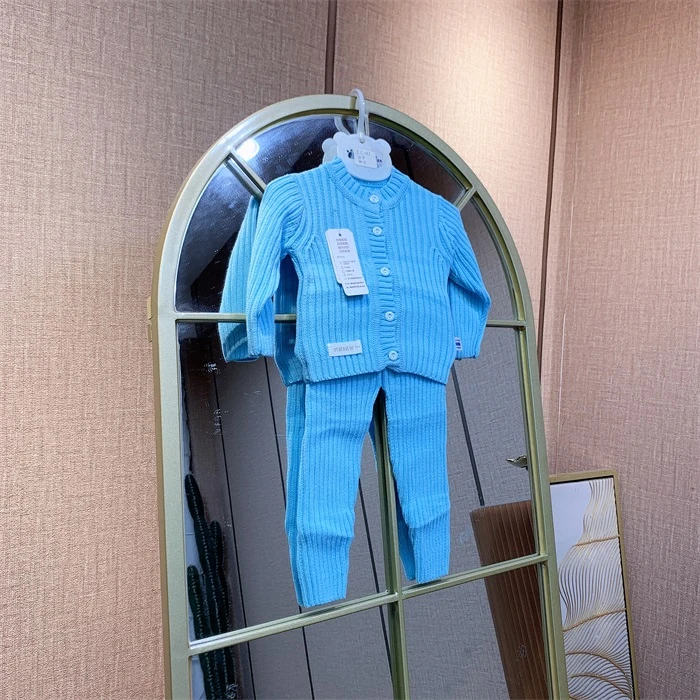 EC387 宝宝蓝色针织上衣裤子两件套