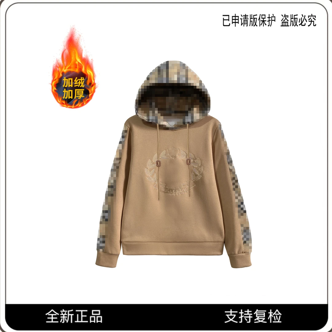 66058#CSIN高奢休闲连帽格子拼接卫衣外套2024秋冬宽松显瘦上衣潮