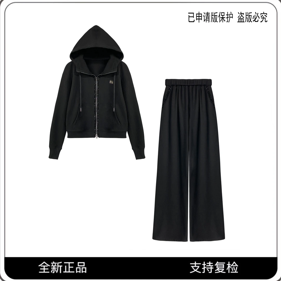 63702#CSIN返潮简约轻奢卫衣时尚套装2024秋季气质显瘦上衣两件套