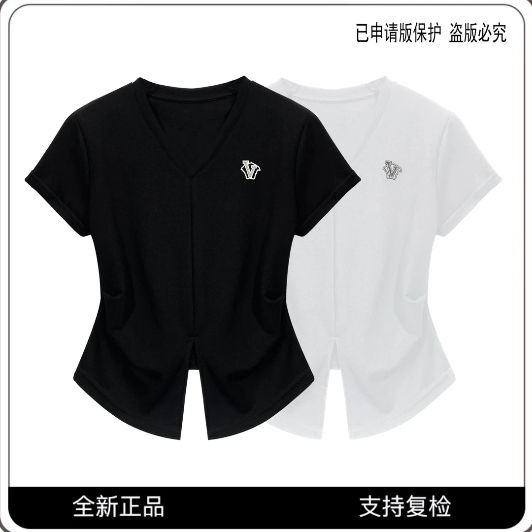 63553#CSIN时尚显瘦修身T恤2025夏季百搭不规则小众辣妹气质上衣