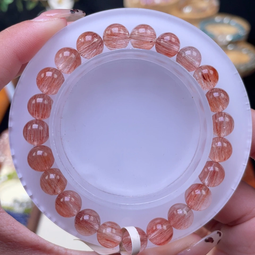 水晶手串未镶嵌哇**啊红兔毛