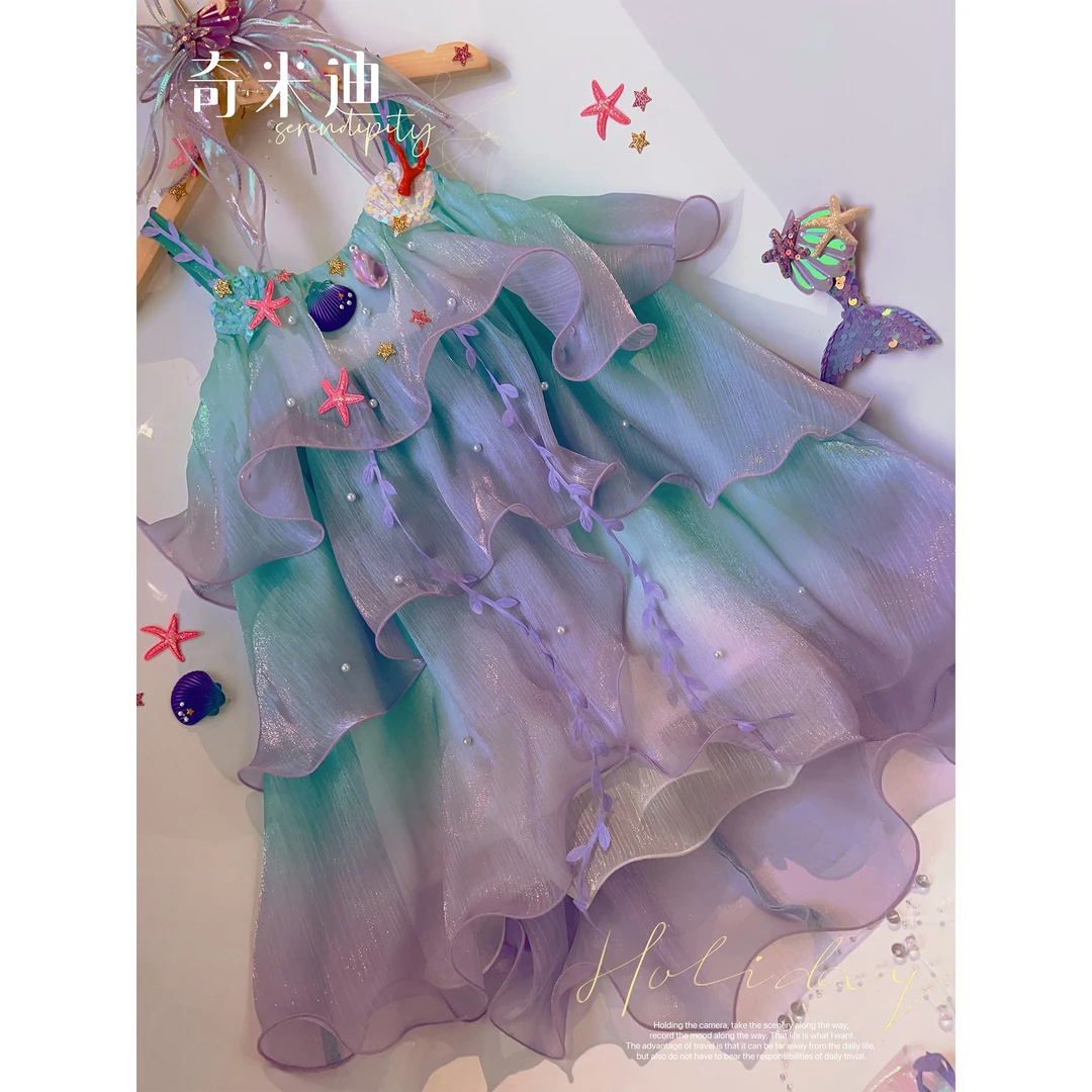 现货【朵莉亚】奇米迪女童沙滩网纱裙2024夏季儿童公主连衣裙24152