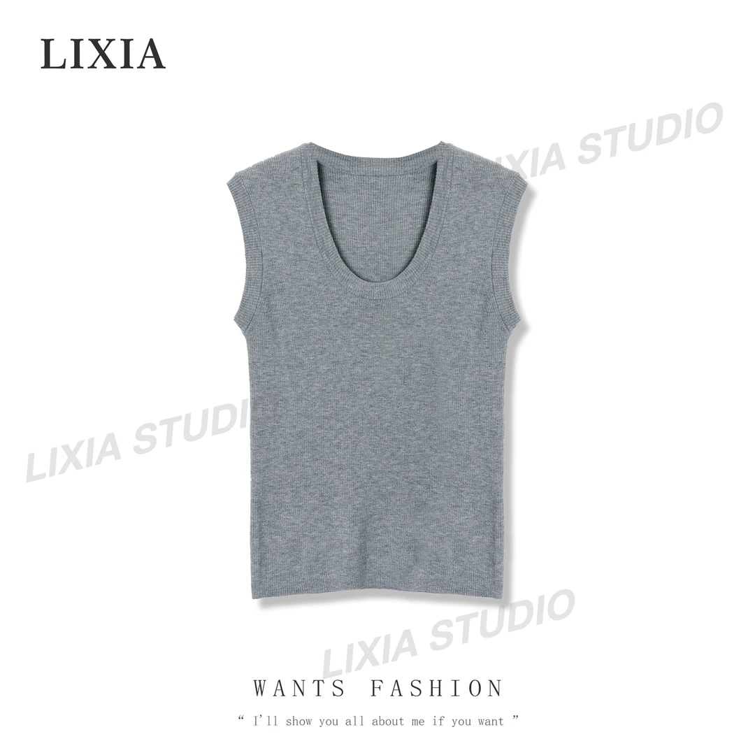 LIXIA【七彩心情】时尚百搭针织衫多色舒适圆领打底-3846